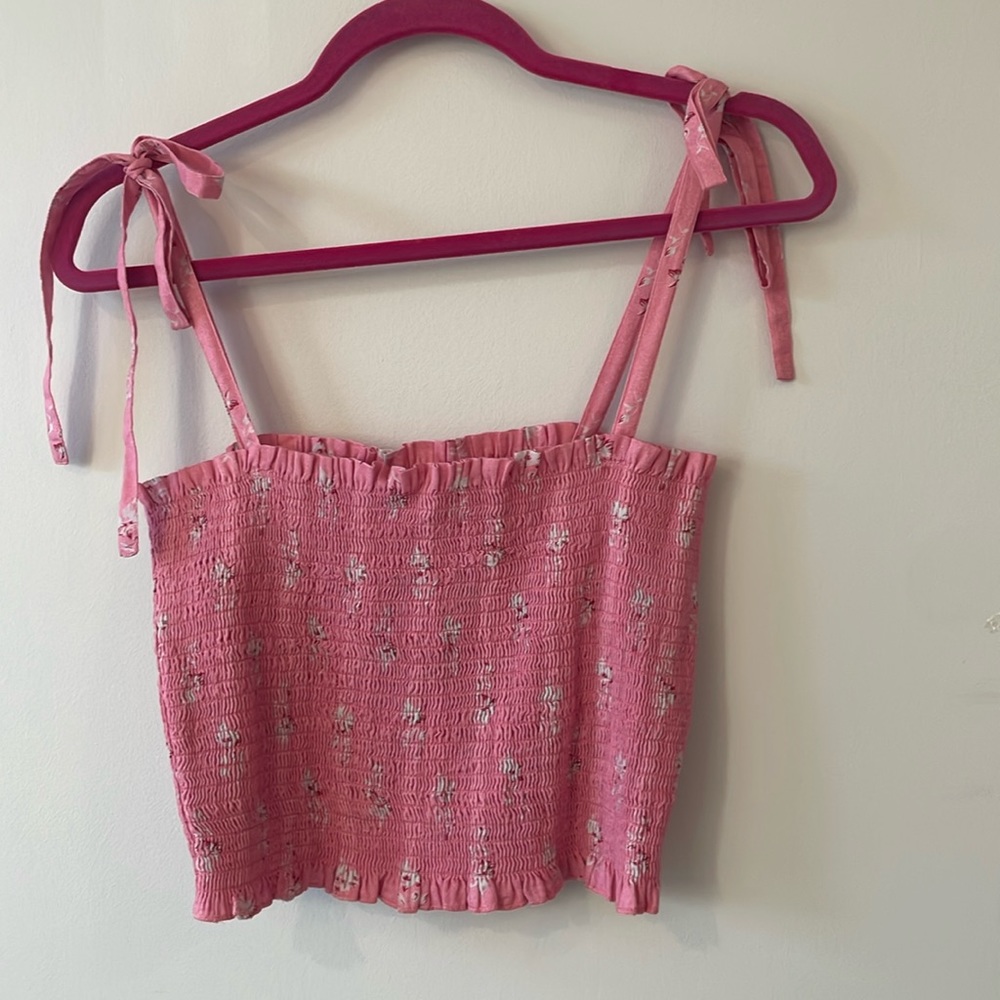 LoveShackFancy Pink Floral Gracie Top Size: M